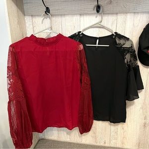 Twofer Shein Lace Sleeve Blouses